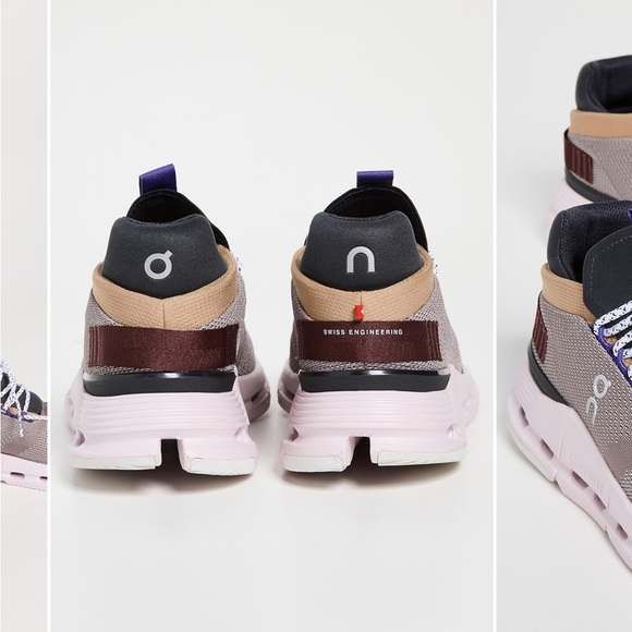 On Running Cloud Cloudnova Sneakers in Tan, Black & Purple Pink Accents - Picture 4 of 10